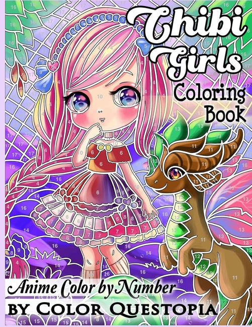 Chibi Girls Coloring Book Anime Color by Number: Adorable Kawaii Manga Mosaic Fantasy Scenes For Adults, Kids, and Teens